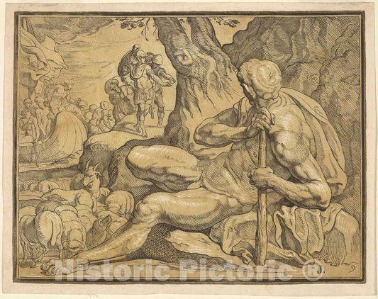 Art Print : Jackson, After Primaticcio, Ulysses and Polyphemus - Vintage Wall Art