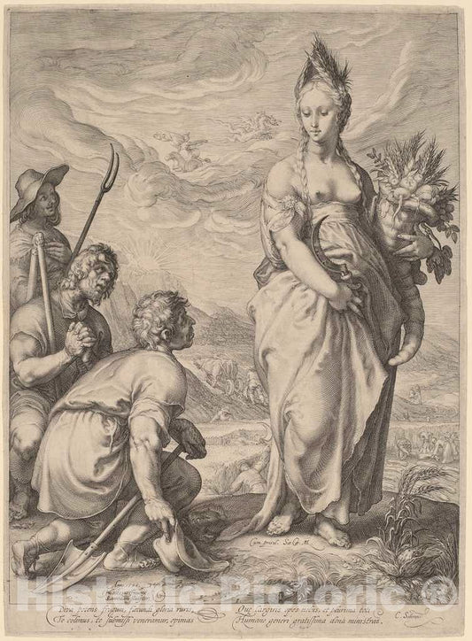 Art Print : Saenredam, After Goltzius, The Cult of Ceres, 1596 - Vintage Wall Art