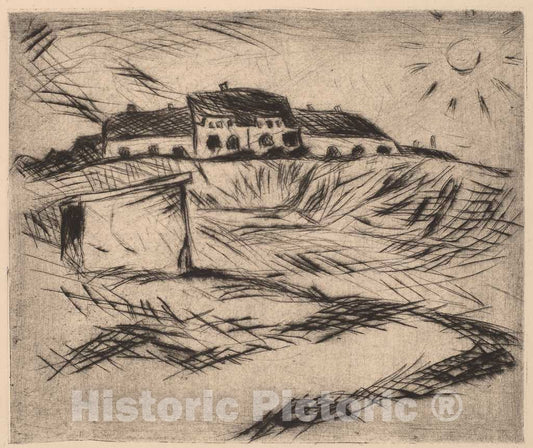 Art Print : Walter GramattÃ©, Barracks (Kaserne), 1916 - Vintage Wall Art
