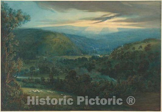 Art Print : William Turner of Oxford, Dawn in The Valleys of Devon, 1832 - Vintage Wall Art
