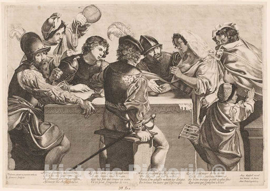 Art Print : GaniÃ¨re After Valentin de Boullogne, The Fortune Teller, c. 1640 - Vintage Wall Art