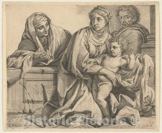 Art Print : Louis Testelin, The Holy Family with Saint Anne, 1640s(?) - Vintage Wall Art