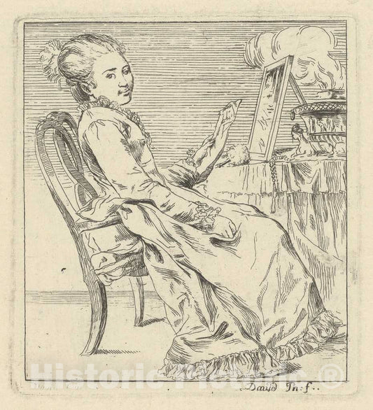 Art Print : Giovanni David, A Seated Young Woman Holding a Letter, c. 1775 - Vintage Wall Art