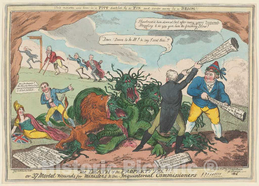 Art Print : George Cruikshank, The Death of Property Tax!!!, 1816 - Vintage Wall Art