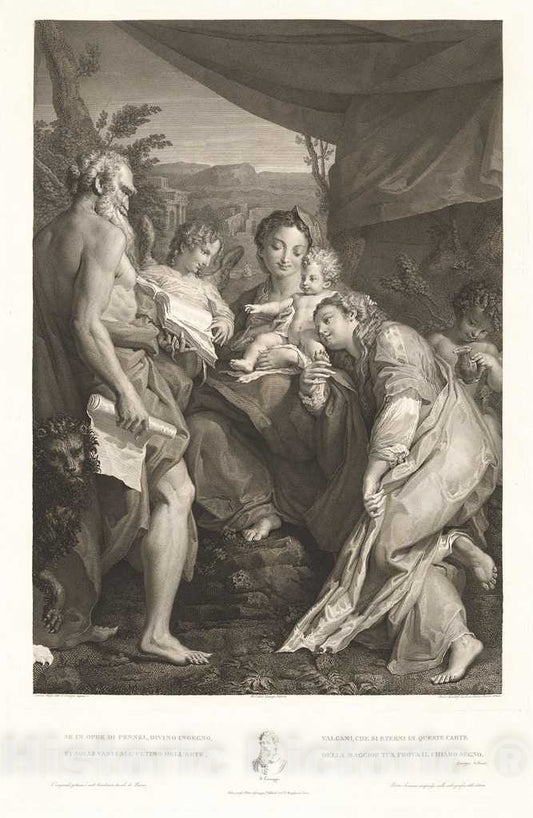 Art Print : Mauro Gandolfi, After Correggio, Virgin and Child with Saints Jerome and Catherine and an Angel, 1826 - Vintage Wall Art