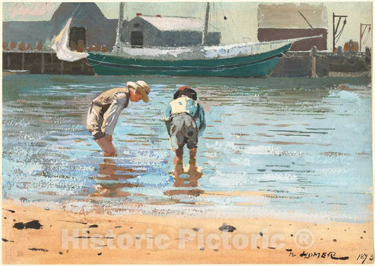 Art Print : Winslow Homer, Boys Wading, 1873 - Vintage Wall Art