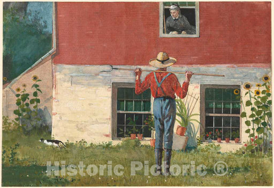 Art Print : Winslow Homer, in The Garden (Rustic Courtship), 1874 - Vintage Wall Art