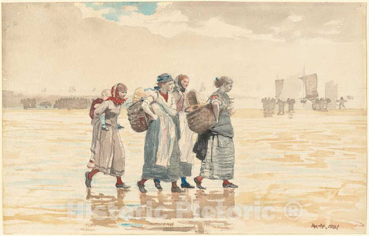 Art Print : Winslow Homer, Four Fishwives on The Beach, 1881 - Vintage Wall Art