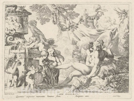 Art Print : Giovanni David, Amor Disarmato (Cupid Disarmed), 1776 - Vintage Wall Art