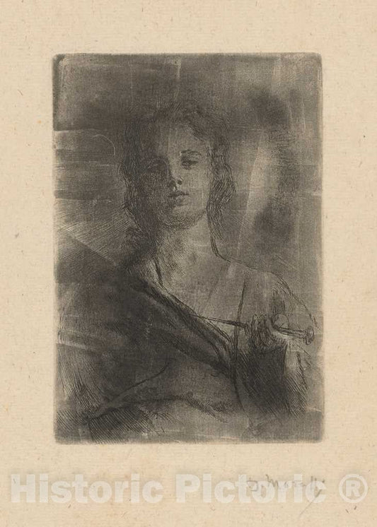 Art Print : Domenico Morelli, Personification of Engraving (Allegoria dell'incisione), 1879 - Vintage Wall Art