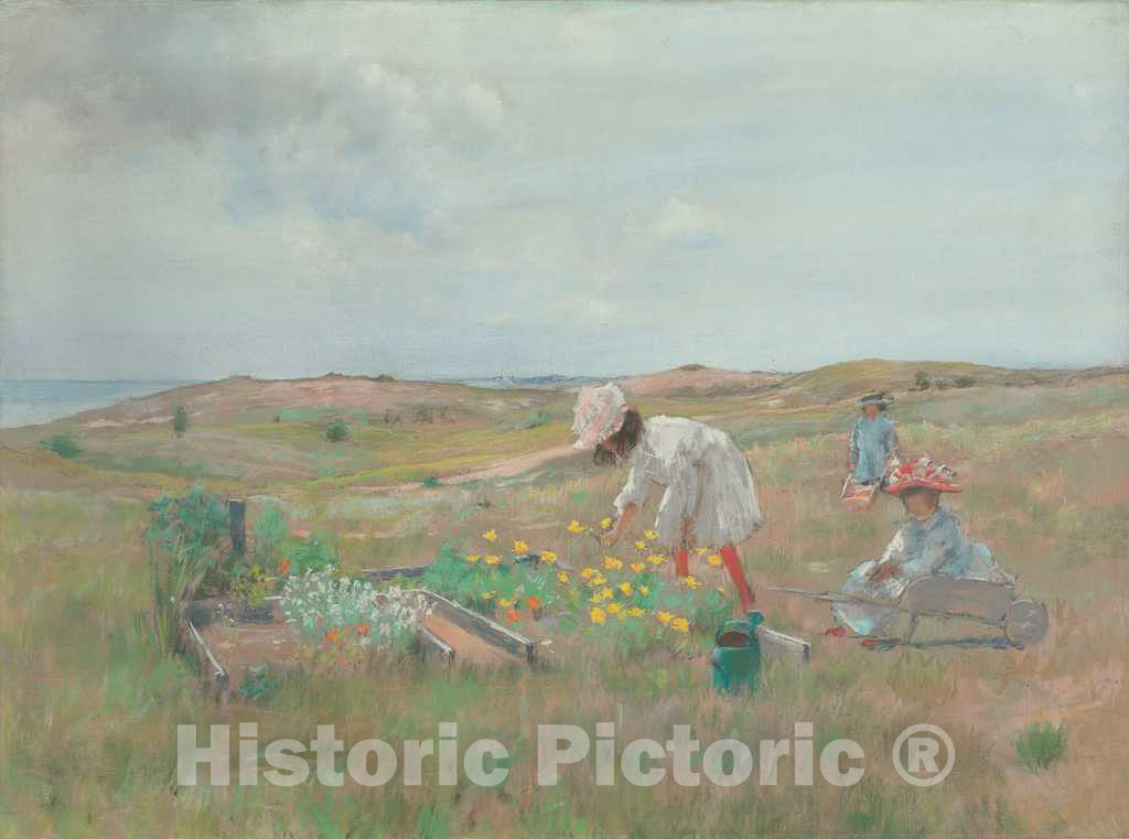 Art Print : William Merritt Chase, Gathering Flowers, Shinnecock, Long Island, c. 1897 - Vintage Wall Art