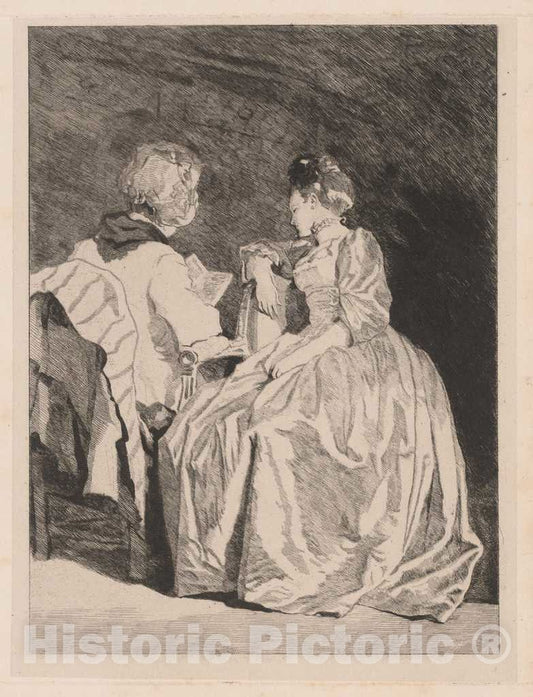 Art Print : Goncourt, After Fragonard, La Lecture (The Reading), 1864 - Vintage Wall Art