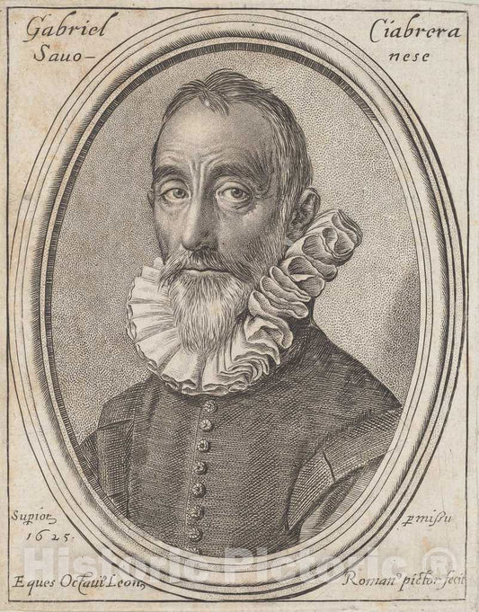 Art Print : Ottavio Leoni, Gabriello Chiabrera, 1625 - Vintage Wall Art