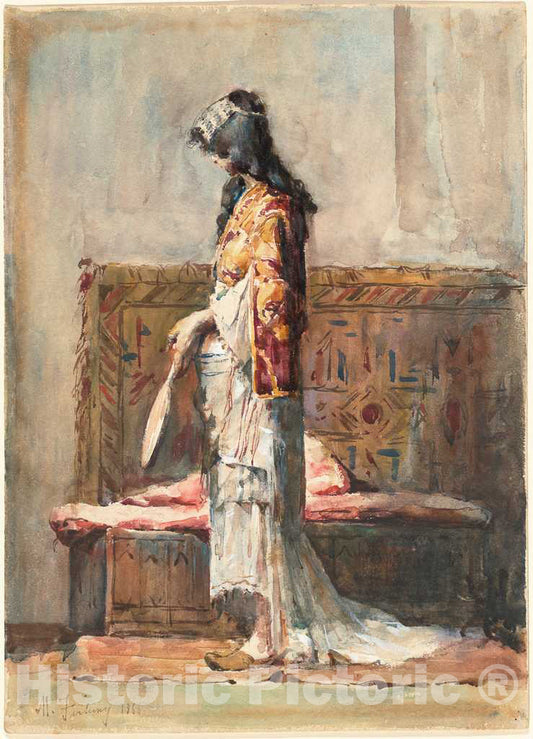 Art Print : Mariano Fortuny y CarbÃ³, A Moroccan Woman in Traditional Dress, 1866 - Vintage Wall Art