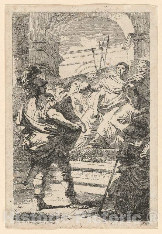 Art Print : Fragonard After Battista Tiepolo, Mucius Scaevola, c.1764 - Vintage Wall Art
