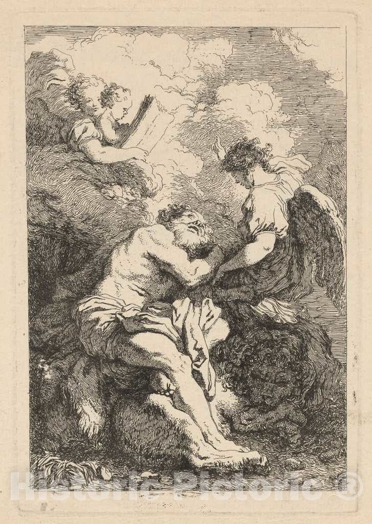 Art Print : Fragonard After Johann Liss, Saint Jerome, c.1764 - Vintage Wall Art