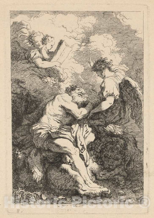 Art Print : Fragonard After Johann Liss, Saint Jerome, c.1764 - Vintage Wall Art