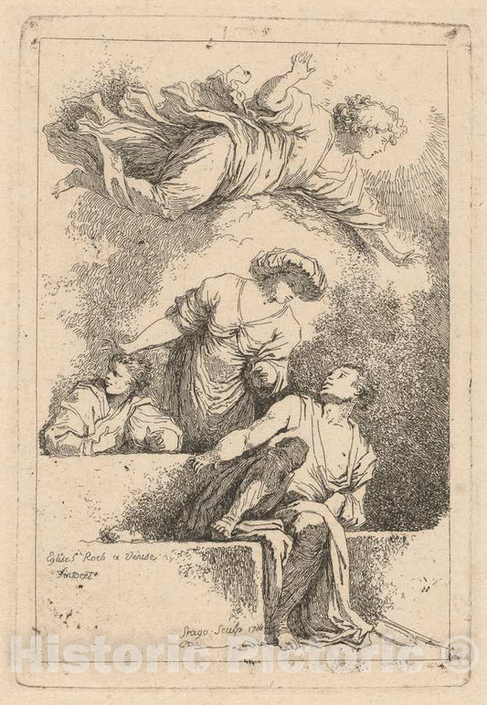 Art Print : Fragonard After Jacopo Tintoretto, The Disciples at The Tomb, 1764 - Vintage Wall Art