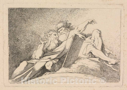 Art Print : Fragonard After Annibale Carracci, The Two Prophets, 1764 - Vintage Wall Art