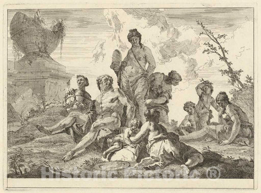 Art Print : Francesco Fontebasso, Venus and Vulcan with Three Nymphs and Three Cupids, 1744 - Vintage Wall Art