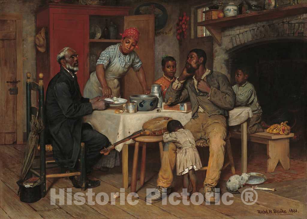 Art Print : Richard Norris Brooke, A Pastoral Visit, 1881 - Vintage Wall Art