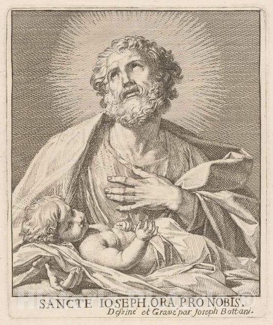 Art Print : Giuseppe Bottani, Saint Joseph and The Infant Jesus, mid 18th Century - Vintage Wall Art