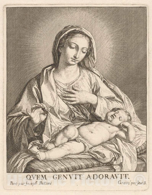 Art Print : Bottani, After Bottani, The Virgin and Sleeping Child, mid 18th Century - Vintage Wall Art