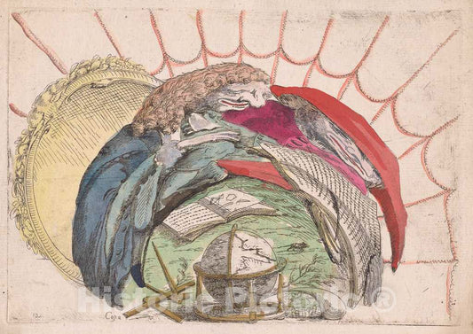 Art Print : Giovanni Francesco Costa, Scholars Consulting Books and a Globe, c. 1747 - Vintage Wall Art