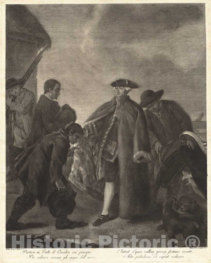 Art Print : Pitteri After Pietro Longhi, Portasi in Valle il Cavalier. (Arrival of The Master), 1763 - Vintage Wall Art