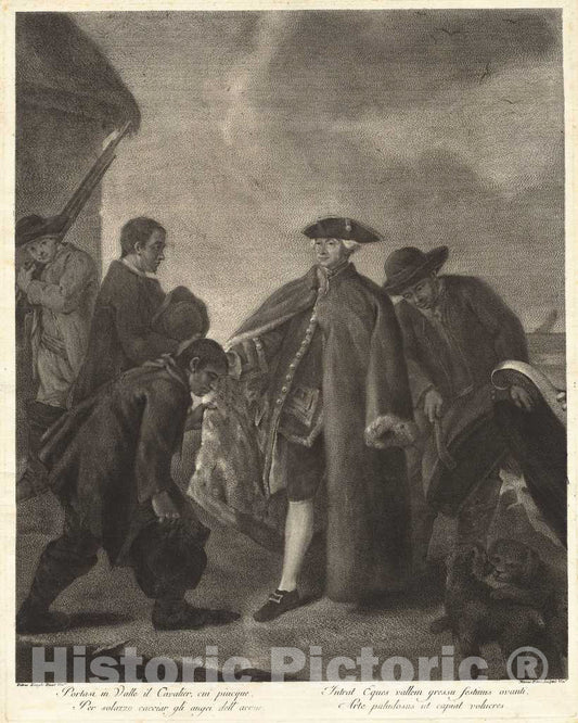 Art Print : Pitteri After Pietro Longhi, Portasi in Valle il Cavalier. (Arrival of The Master), 1763 - Vintage Wall Art