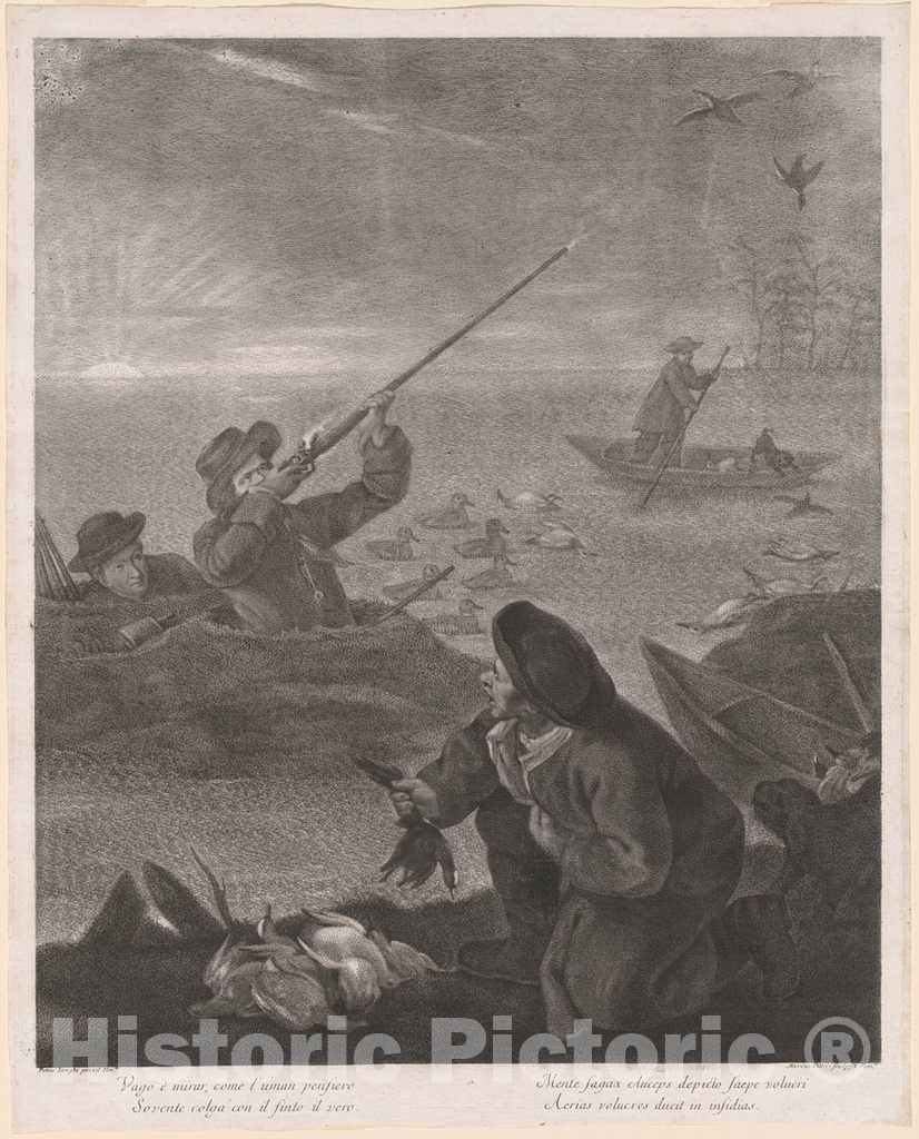 Art Print : Pitteri After Pietro Longhi, Vago Ã© mirar, Come l'uman pensiero. (Shooting from The Hide), 1763 - Vintage Wall Art