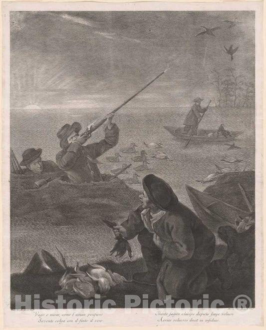 Art Print : Pitteri After Pietro Longhi, Vago Ã© mirar, Come l'uman pensiero. (Shooting from The Hide), 1763 - Vintage Wall Art