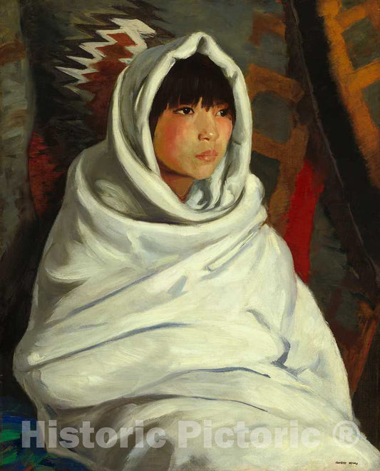 Art Print : Robert Henri, Indian Girl in White Blanket, 1917 - Vintage Wall Art