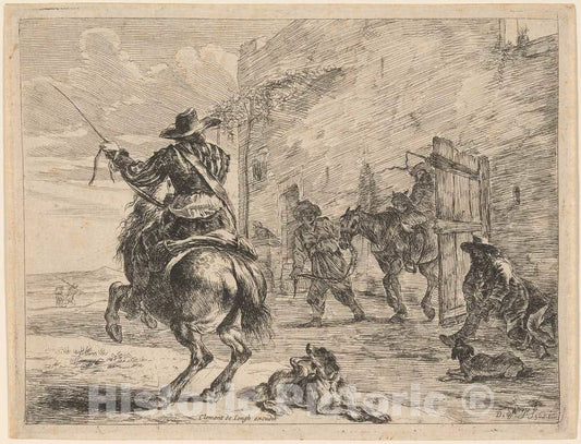 Art Print : Dirck Stoop, A Pissing Horse Bound to a Post, 1651 - Vintage Wall Art