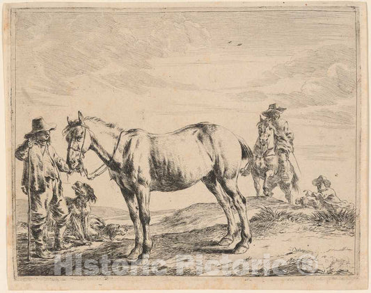 Art Print : Dirck Stoop, A Man Holding a Horse by His Bridle, 1651 - Vintage Wall Art