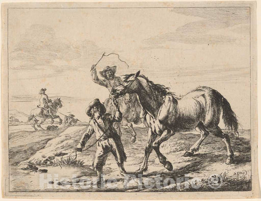 Art Print : Dirck Stoop, A Boy Taking a Horse to Drink, 1651 - Vintage Wall Art