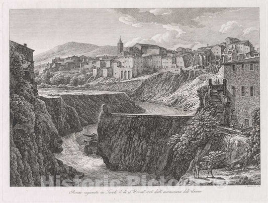 Art Print : Johann Christian Reinhart, Rovine cagionate in Tivoli, dall'escrescenza dell'Aniene (Tivoli Damaged by The Flood of The River Aniene), 1826 - Vintage Wall Art