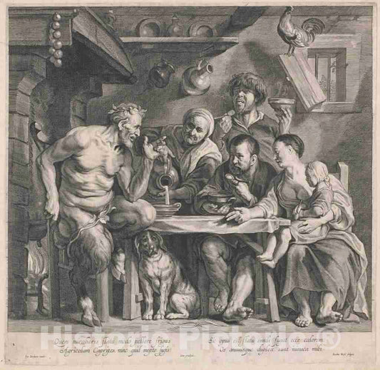 Art Print : Neeffs, After Jordaens, A Satyr Visiting a Peasant Family, 1640s - Vintage Wall Art