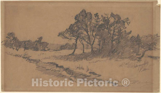 Art Print : Walter Shirlaw, Trees in a Field, Late 19th Century - Vintage Wall Art