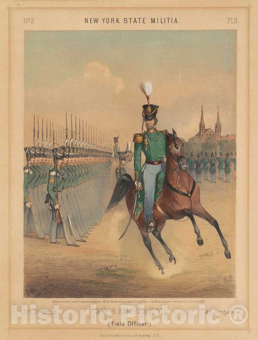Art Print : Otto Boetticher, New York State Militia, 1st Division, 9th Regiment, 3rd Brigade, 1853 - Vintage Wall Art