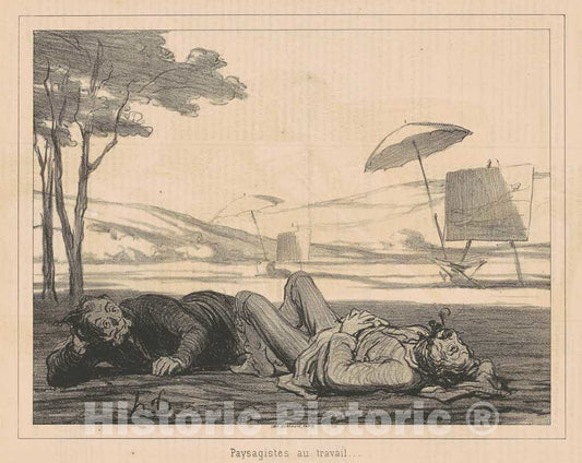 Art Print : HonorÃ© Daumier, Paysagistes au Travail, August 17, 1862 - Vintage Wall Art