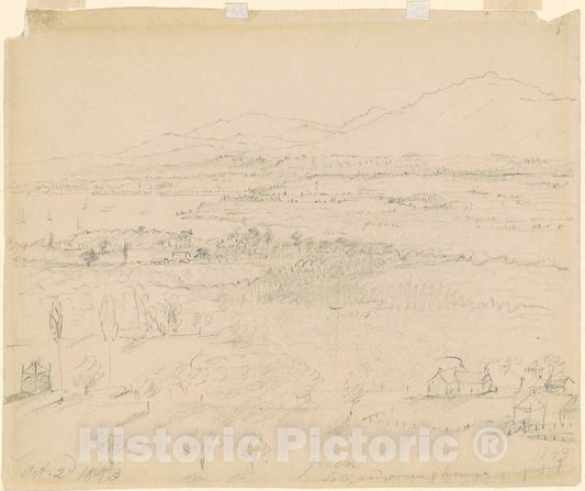 Art Print : William Sidney Mount, Valley with River and Mountains, 1843 - Vintage Wall Art