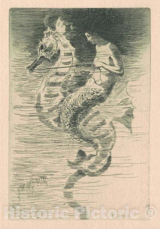 Art Print : Frederick Stuart Church, The Mermaid, 1881 - Vintage Wall Art