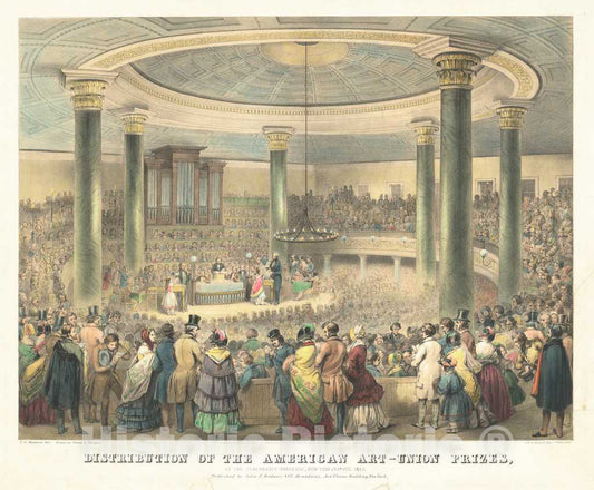 Art Print : Francis D'Avignon, Distribution of The American Art-Union Prizes, 1848 - Vintage Wall Art