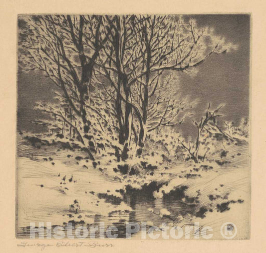 Art Print : George Elbert Burr, First Snow (No. 1), c. 1914 - Vintage Wall Art