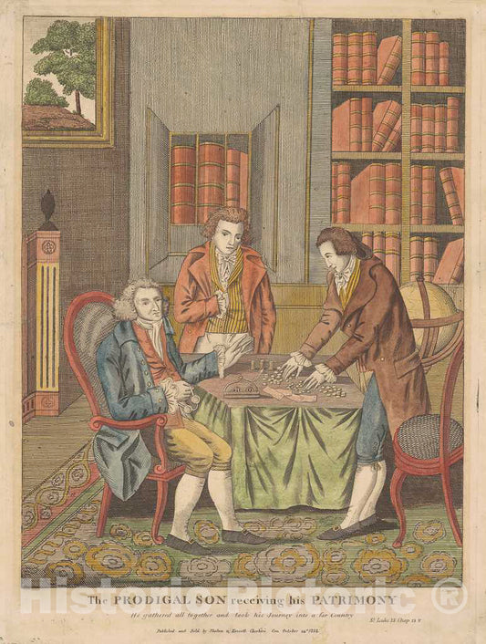 Art Print : Amos Doolittle, The Prodigal Son Receiving His Patrimony, 1814 - Vintage Wall Art