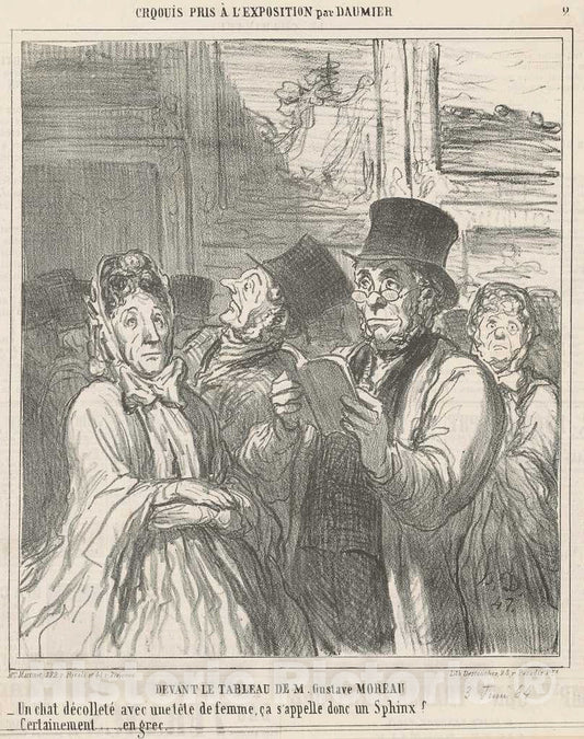 Art Print : HonorÃ© Daumier, Devant le Tableau de M. G. Moreau, 19th Century - Vintage Wall Art