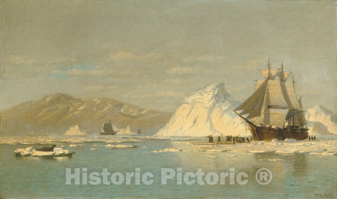 Art Print : William Bradford - Off Greenland—Whaler Seeking Open Water : Vintage Wall Art