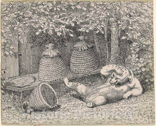 Art Print : William Holbrook Beard, Bear Stung by Bees, 1865-1895 - Vintage Wall Art