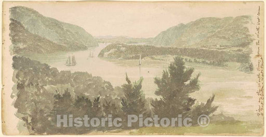 Art Print : Seth Eastman, View of The North River from The North West Corner of Fort Clintonâ€”West Point, 1837 - Vintage Wall Art